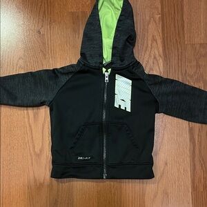 Nike Kids Hoodie in Black with Green Accents